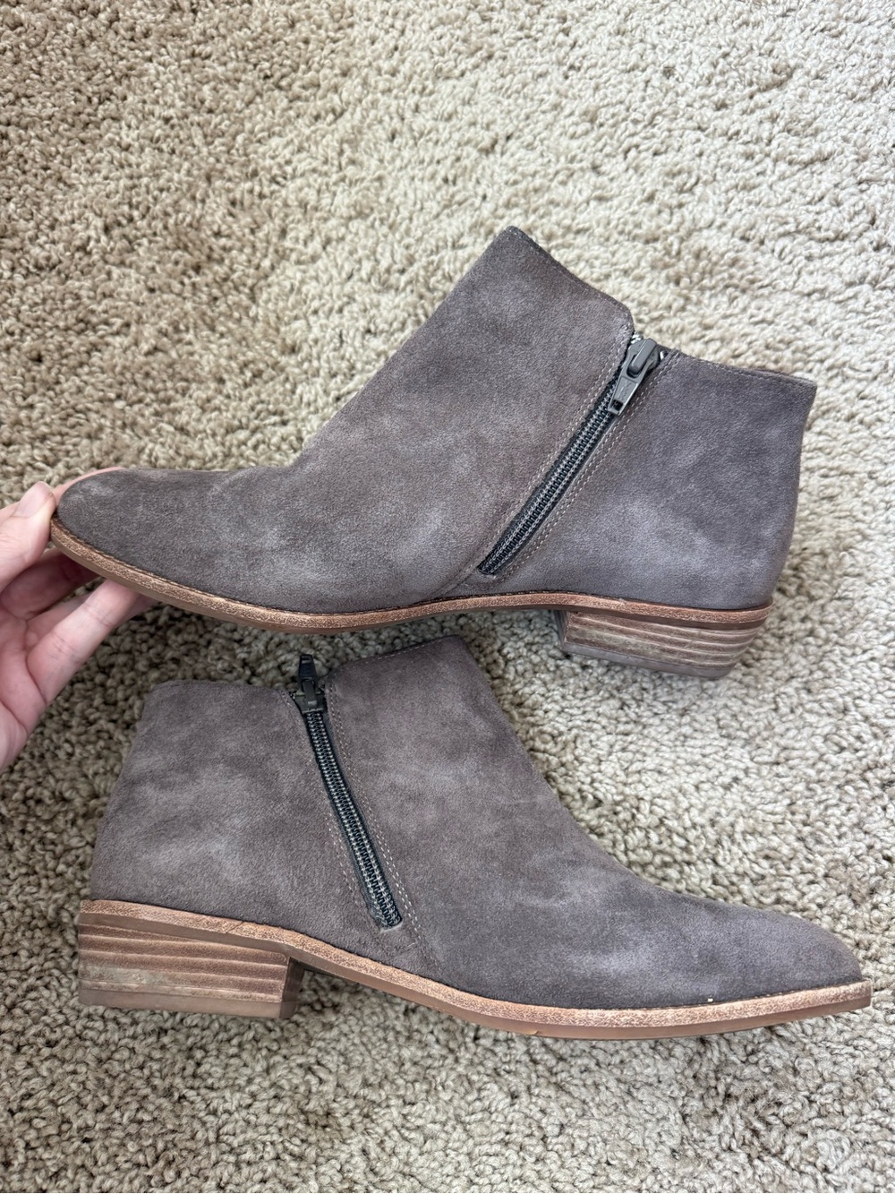 Gianni Bini Taupe Suede Ankle Booties - Picture 2 of 4